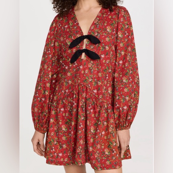 RHODE Red Floral Mini Dress - Picture 1 of 12